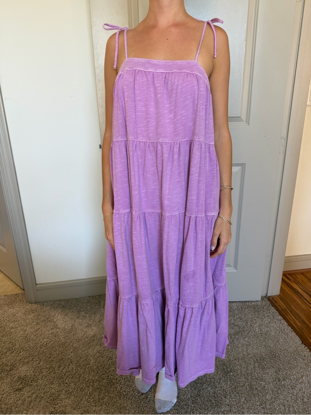 American Eagle Outfitters Pastel Lilac Tiered Maxi Dress